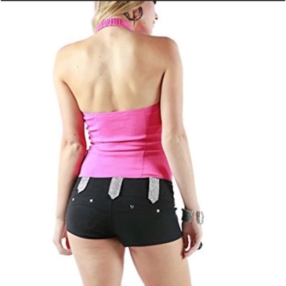 Halter with military button detailing zip front Size Small Black - Picture 5 of 8